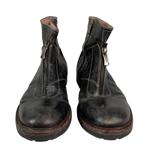 We Are The Original Men’s Dark Brown Distressed Leather Zipper Details Size main image 10